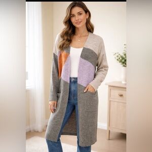 New with tags Foil duster cubist cardigan in tangerine combo size small